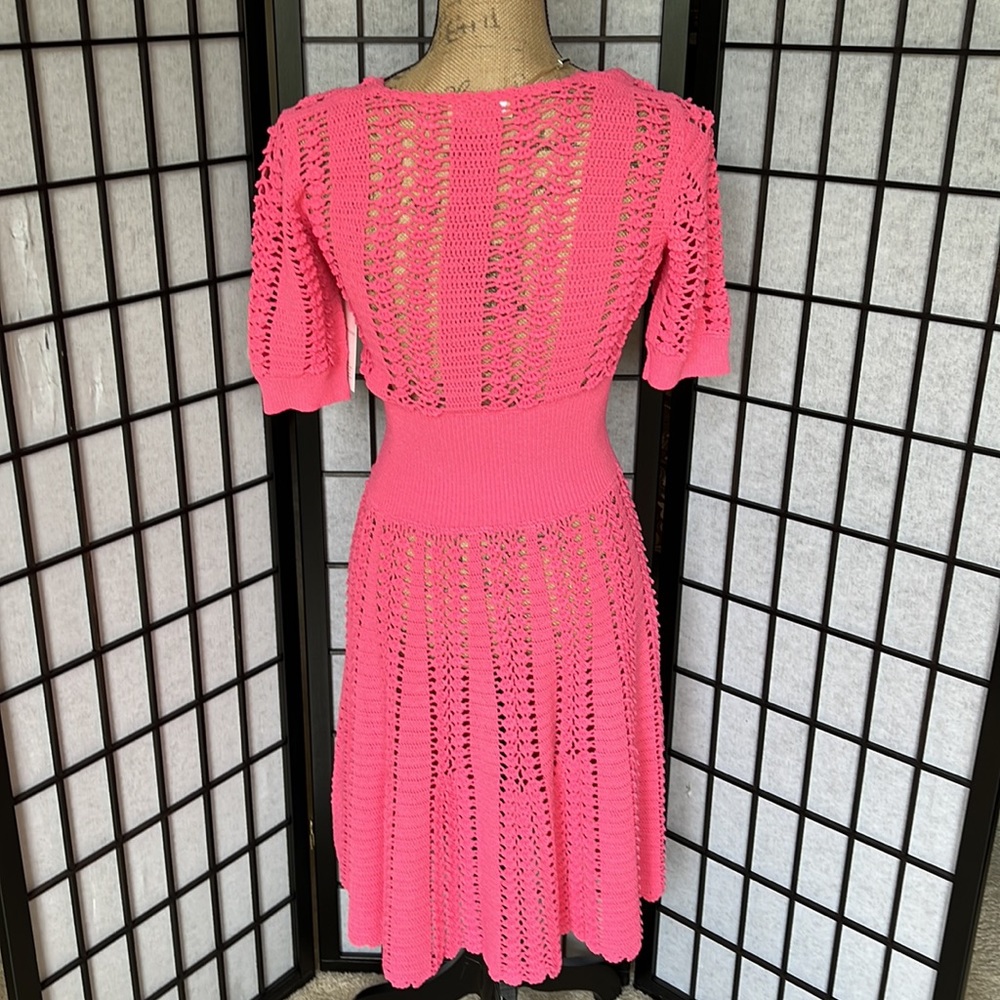 Michael Kors Collection Hot Pink Crochet Midi Dress - Picture 9 of 15